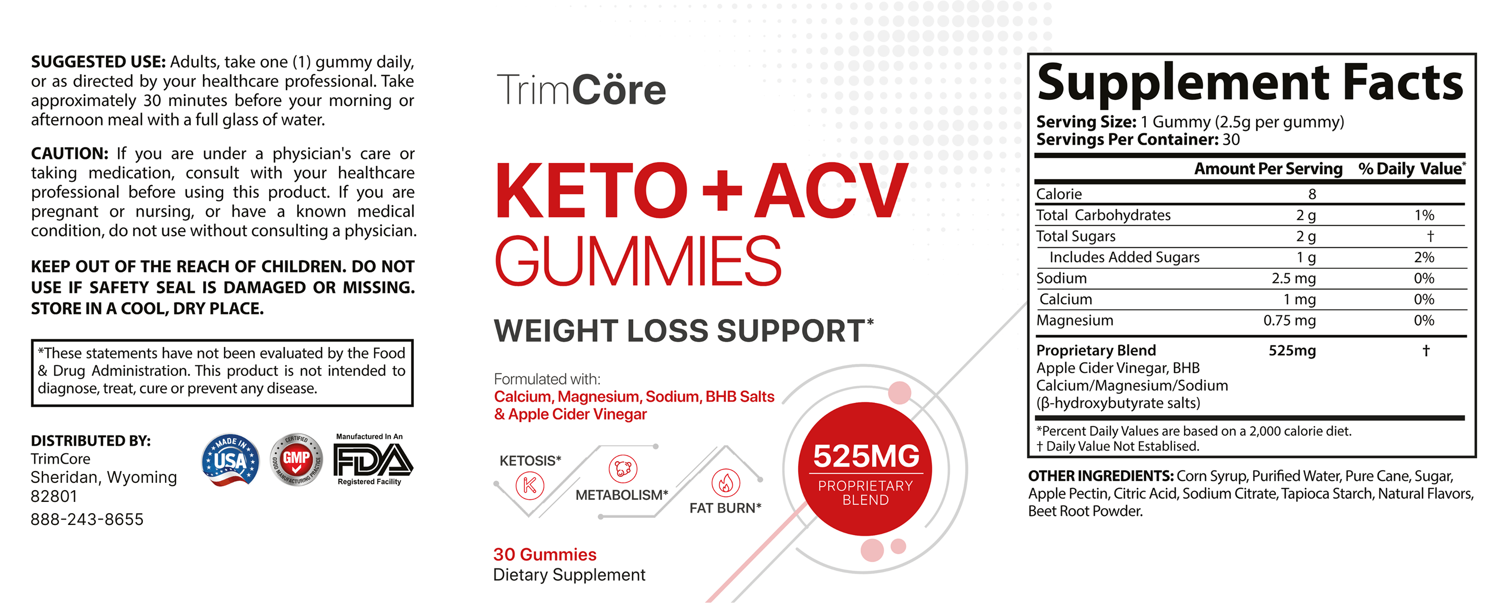 TrimCore Keto + ACV Gummies ingredients